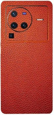 TJ CREATION Red Leather For VIVO X80 PRO Back Skin Guard, VIVO X 80 PRO Mobile Skin(Red Leather Skin With High Matte Finish.)