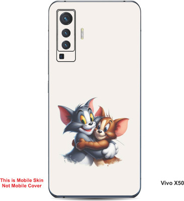 VYBE The Smart Choice Vivo X50 Tom & Jerry Embossed Mobile Skin(Soft Peach B7)