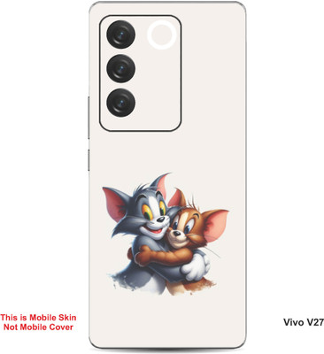 VYBE The Smart Choice Vivo V27 Tom & Jerry Embossed Mobile Skin(Soft Peach B4)