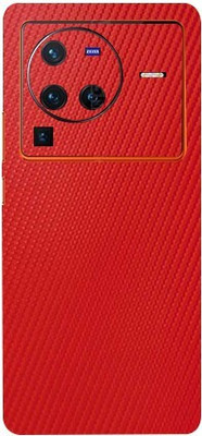 TJ CREATION Red Carbon Fiber For VIVO X80 PRO Back Skin Guard, VIVO X 80 PRO Mobile Skin(Red Carbon Fiber Skin With High Matte Finish.)
