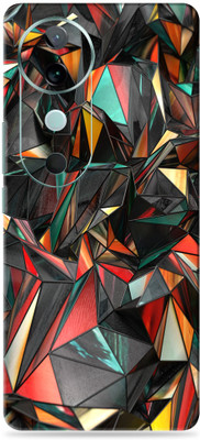SkinoMania vivo V40 5G Ultra Premium Vinyl Mobile Skin (Multicolor) Mobile Skin(polygon-red)