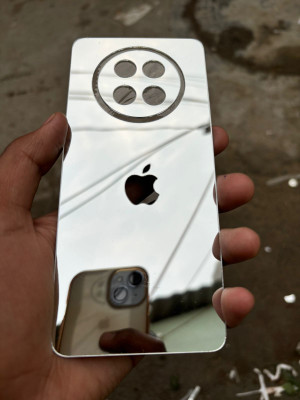 TWUAOP POCO C75 5G ACRYLIC MIRROR BACK PANNEL MERO APPLE Mobile Skin(Silver)