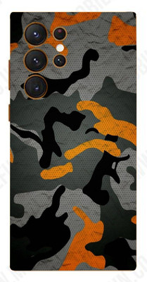 Pochanki Samsung S23 Ultra 5G Mobile Skin(Ultra Super Orange Camouflag Skin With Matte Finish.)