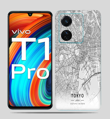 SkinoMania Vivo T1 Pro (5g) Mobile Skin(Tokyo Map B&W Mobile skin)
