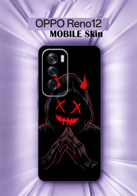 BUGGU OPPO Reno 12 5G Mobile Skin(Ulltra Super Dark Black Abstract Shape Skin With High Matte Finish., Mobile Skin (Back+Side+Camera))