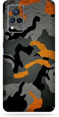 TJ CREATION Vivo V21 5g, vivo v21 5g, vivo v 21 Mobile Skin(Ultra Super Camouflage Orange Skin With High Matte Finish., Mobile Skin (Back+Side+Camera))