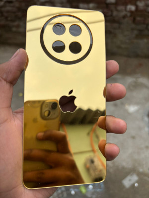 TWUAOP POCO C75 5G ACRYLIC MIRROR BACK PANNEL MERO APPLE Mobile Skin(Gold)