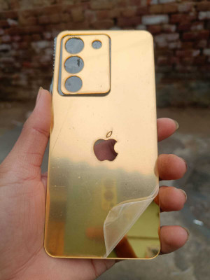 TWROP VIVO Y200 5G ACRYLIC MIRROR APPLE LOGO. Mobile Skin(Gold)
