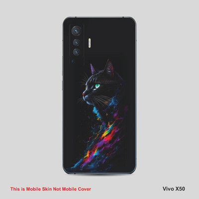 VYBE The Smart Choice Vivo X50 Cat Mobile Skin Mobile Skin(Purply Blue A3)