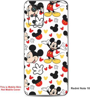 VYBE The Smart Choice Redmi Note 10 Mickey Mouse Embossed Mobile Skin(Milk White, Black A1)
