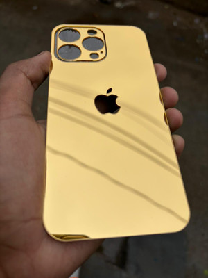 TWUAOP I PHONE 13 PRO MAX MIRROR BACK PANNEL ACRYLIC SHEET APPLE Mobile Skin(Gold)