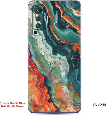 VYBE The Smart Choice Vivo X50 Art Embossed Mobile Skin(Greenush Blue 8)