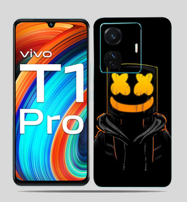 SkinoMania Vivo T1 Pro (5g) Mobile Skin(Black-Marshmello Multicolor Mobile skin)