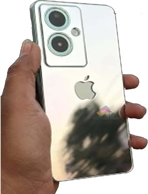 Mokteck OPPO A79 5G Glossy Silver Glass Finish Back Panel Skin with Apple Logo Mobile Skin(Silver)