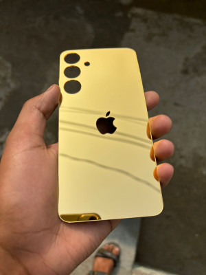 TWUAOP SAMSUNG GALAXY A14 5G ACRYLIC MIRROR BACK PANNEL APPLE Mobile Skin(Gold)