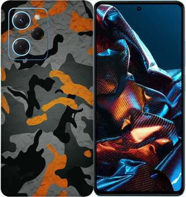 SkinoMania POCO X5 Pro 5G Mobile Skin(Multicolor Camo_Orange)