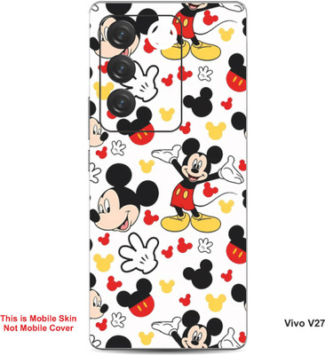 VYBE The Smart Choice Vivo V27 Mickey Mouse Embossed Mobile Skin(Milk White, Black B4)