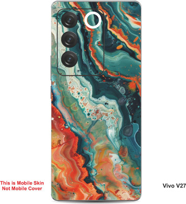 VYBE The Smart Choice Vivo V27 Abstract Embossed Mobile Skin(Greenush Blue 5)