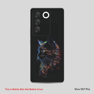 VYBE The Smart Choice Vivo V27 Pro Cat Mobile Skin Mobile Skin(Black Cyan A37)