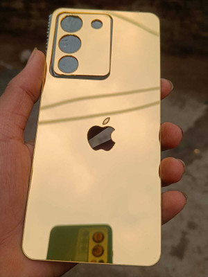 TWROP VIVO Y200 5G ACRYLIC MIRROR APPLE LOGO. Mobile Skin(Gold)
