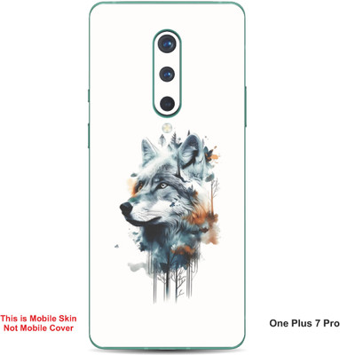 VYBE The Smart Choice One Plus 7 Pro Fox Embossed Mobile Skin(White & Light Blue 22)