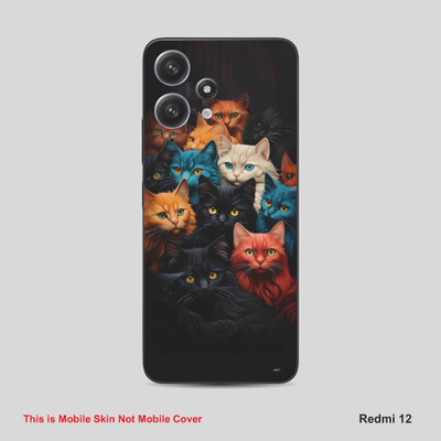 VYBE The Smart Choice Redmi 12 Cat Mobile Skin Mobile Skin(Bluish Purple A17)