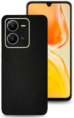 WeCre8 Skin's Vivo V25 5G Mobile Skin(Black Leather Mobile Skin With Cleaning Wipe)