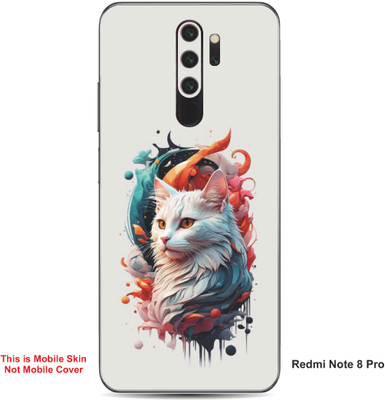 VYBE The Smart Choice Redmi Note 8 Pro Cat Embossed Mobile Skin(Silver Chalice 14)