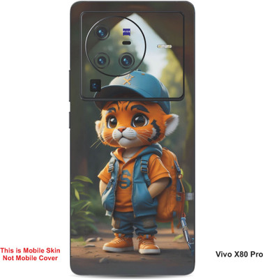 VYBE The Smart Choice Vivo X80 Pro Tiger Cartoon Embossed Mobile Skin(Ruddy Brown B13)