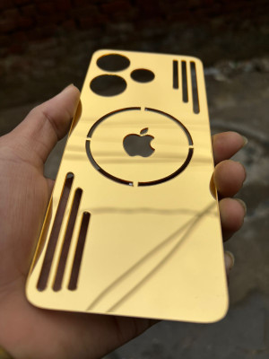 TWUAOP POCO F6 5G ACRYLIC MIRROR BACK PANNEL MERO APPLE Mobile Skin(Gold)