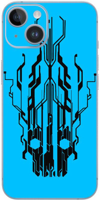 FCS iPhone 14 Plus Printed Back skin Mobile Skin(Digital Flaming Cyber Skull Blue Skin)
