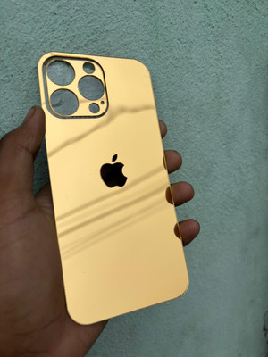 TWUAOP I PHONE 14 PRO ACRYLIC MIRROR BACK PANNEL APPLE Mobile Skin(Gold)