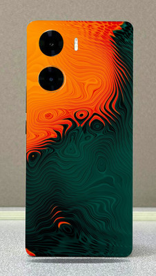 SkinoMania Vivo V29e Mobile Skin(Orange-green-Abstract Multicolor Mobile Skin)
