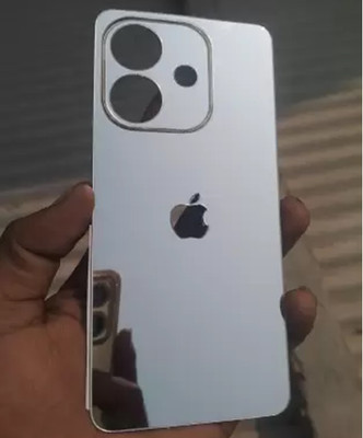 Mokteck S_OPPO A3x 5G Glossy Silver Glass Finish Back Panel Skin with Apple Logo Mobile Skin(Silver)