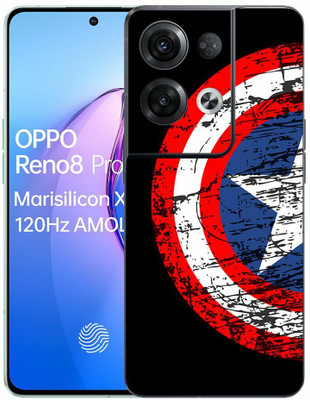 FCS OPPO Reno8 Pro 5G Printed Back Skin: Captain America Shield Mobile Skin(Captain America Shield Skin)