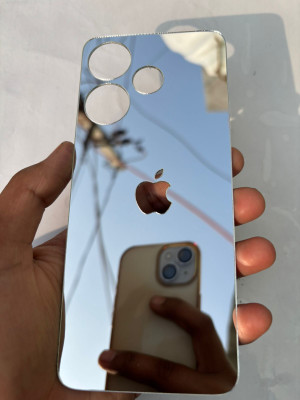 TWUAOP POCO M6 PRO 5G MIRROR BACK PANNEL ACRYLIC SHEET APPLE Mobile Skin(Silver)