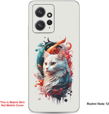 VYBE The Smart Choice Redmi Note 12 Cat Embossed Mobile Skin(Silver Chalice 21)