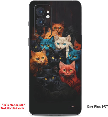 VYBE The Smart Choice One Plus 9RT Cat Embossed Mobile Skin(Deep Black 28)