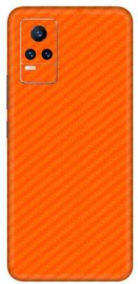 Vcare GadGets Vivo Y21e 5 G Mobile Skin(Fiber Carbon Orange)
