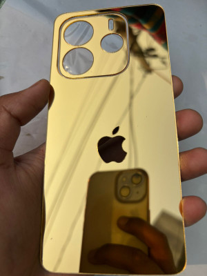 TWUAOP REDMI NOTE 14 5G MIRROR BACK PANNEL ACRYLIC SHEET APPLE Mobile Skin(Gold)