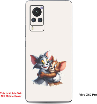 VYBE The Smart Choice Vivo X60 Pro Tom & Jerry Embossed Mobile Skin(Soft Peach B19)