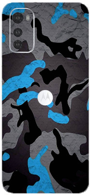 TJ CREATION MOTOROLA E32s Mobile Skin(Ultra Super Camouflage Blue Skin With High Matte Finish.)