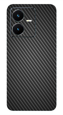 Pochanki Vivo Y22 Mobile Skin(Ultra Super Black Glossy Carbon Fiber Skin With Matte Finish.)