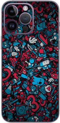 FCS iPhone 14 Pro Max Printed Back skin Mobile Skin(Red Blue Texture Skin)