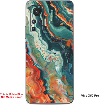 VYBE The Smart Choice Vivo X50 Pro Art Embossed Mobile Skin(Greenush Blue 9)
