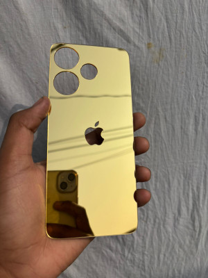 TWUAOP POCO M6 PRO 5G MIRROR BACK PANNEL ACRYLIC SHEET APPLE Mobile Skin(Gold)