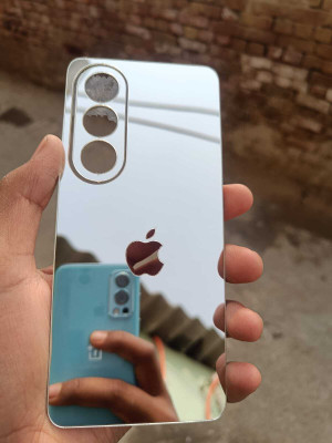 TWROP OPPO K12X 5G ACRYLIC MIRROR APPLE LOGO. Mobile Skin(Silver)