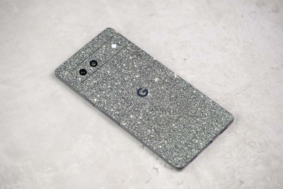 BugguSkin Google Pixel 7a 5G Mobile Skin(Ulltra Super Sparkling Grey Glitter Skin With HighMatte Finish......)