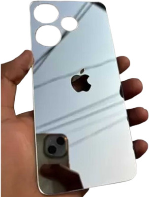 Mokteck POCO M6 PLUS 5G Glossy Silver Glass Finish Back Panel Skin with Apple Logo Mobile Skin(Silver)