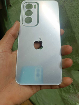 TWUAOP OPPO RENO 12 PRO 5G MIRROR BACK PANNEL ACRYLIC SHEET APPLE Mobile Skin(Silver)